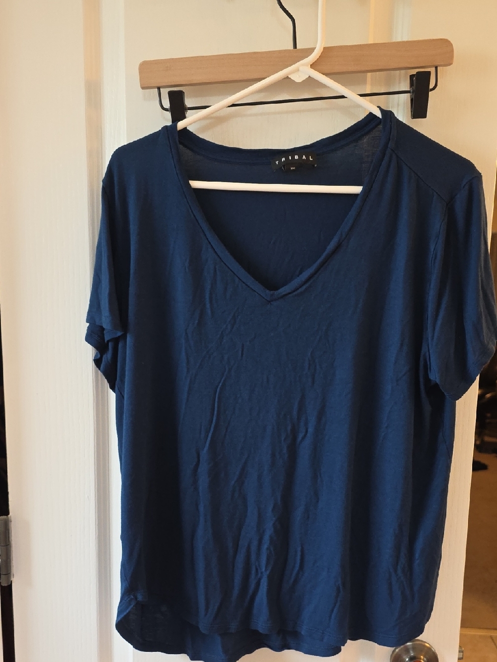 Tribal Women's Deep Blue V-Neck Short Sleeve Tee Stitch Fix XXL
